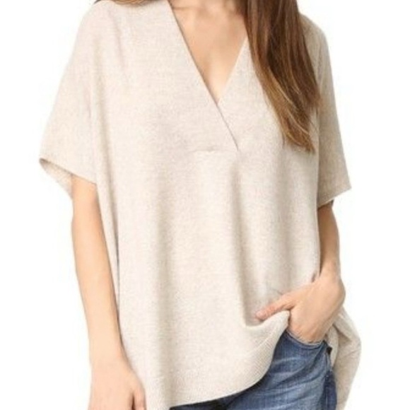 Size S Vince Oversized V-Neck Sweater Light Heather Wool Cashmere Blend - Picture 3 of 8